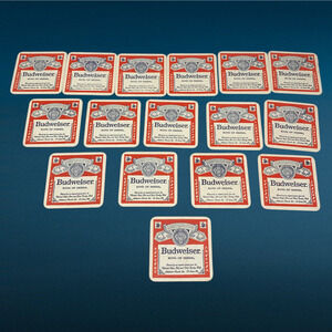 Vintage Lot 16 Budweiser Coasters 1980s Bar Beer Advertising Cardboard Promotion